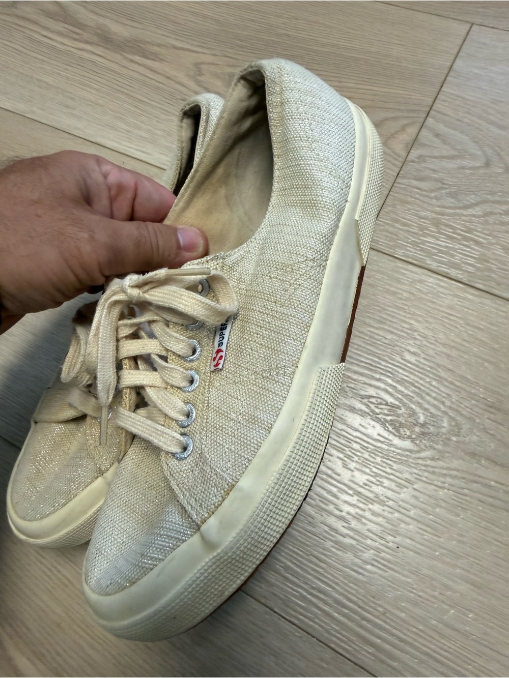 Superga 2750 Cotu Classic canvas sneakers in a metallic beige woman’s size 9.5 - Picture 10 of 10